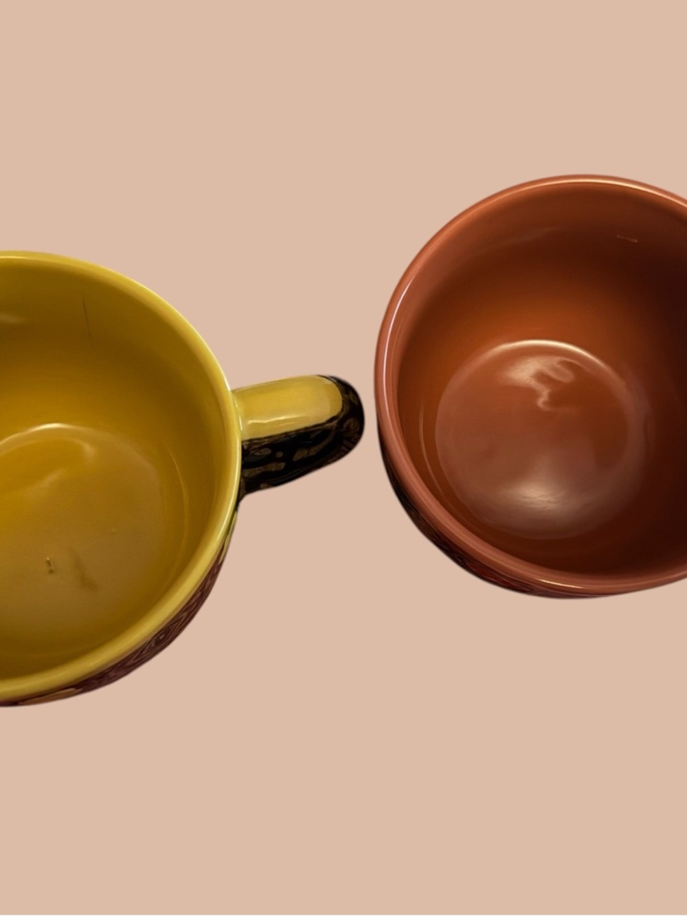 Ceramic Coffee Mugs Set in Yellow and Brown